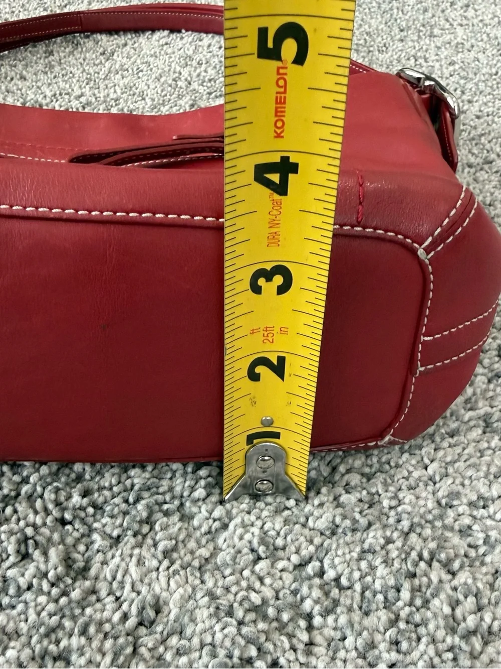 Vintage Coach Red GenuineLeather Y2K Silver Hardware Zip Close Shoulder Bag 1417 - Picture 14 of 15